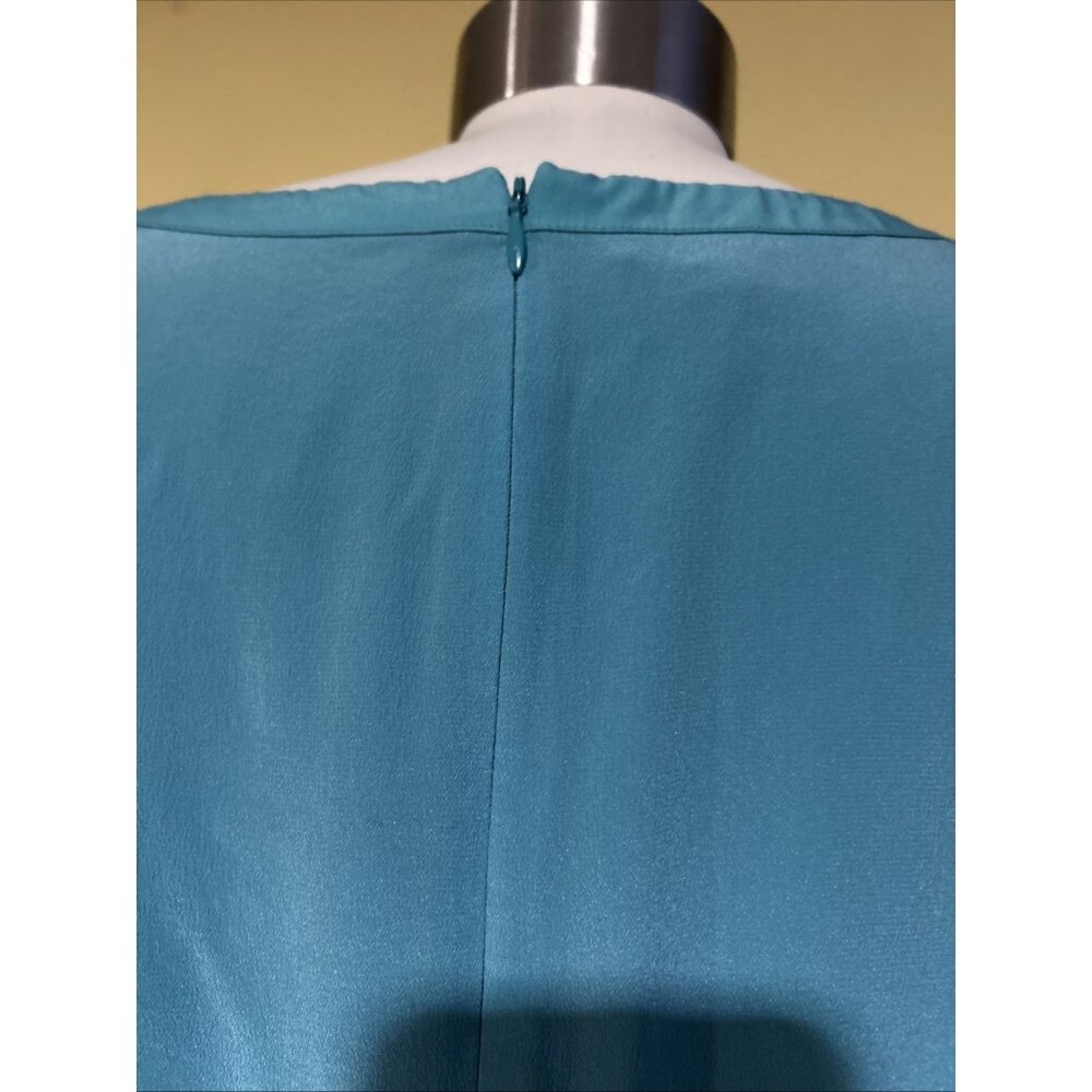 Talbots Women 16 Teal 100% Silk Sleeveless Dress Fit & Flare Sheath Dress - Picture 8 of 10